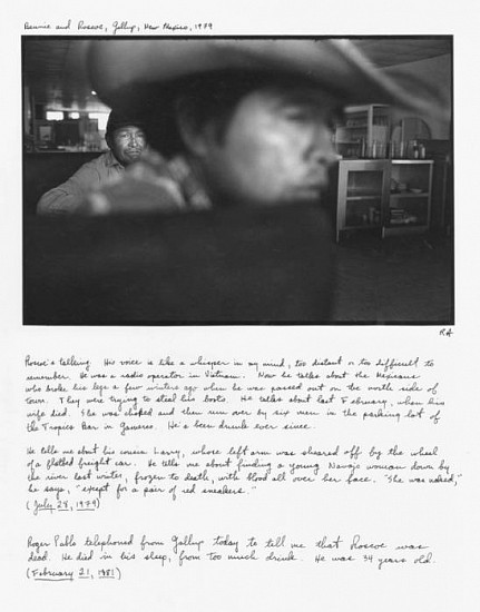 Roswell Angier, Bennie and Roscoe, Gallup, New Mexico, 1979
Vintage gelatin silver print with text in ink, 14 x 11 in. (35.6 x 27.9 cm)
1305
Sold