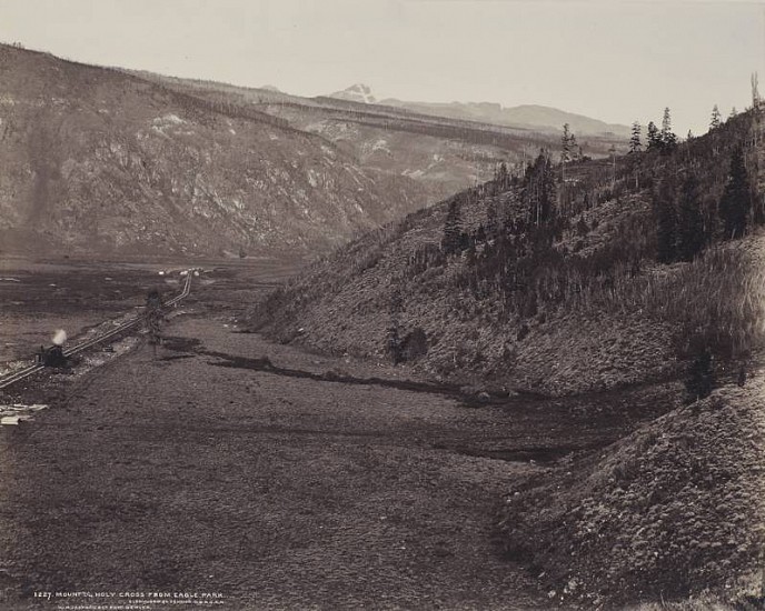 William Henry Jackson, Mountain of the Holy Cross from Eagle Park, c. 1887
Vintage albumen print from a mammoth-plate glass negative, 16 3/4 x 21 1/8 in. (42.5 x 53.7 cm)
2332
Sold