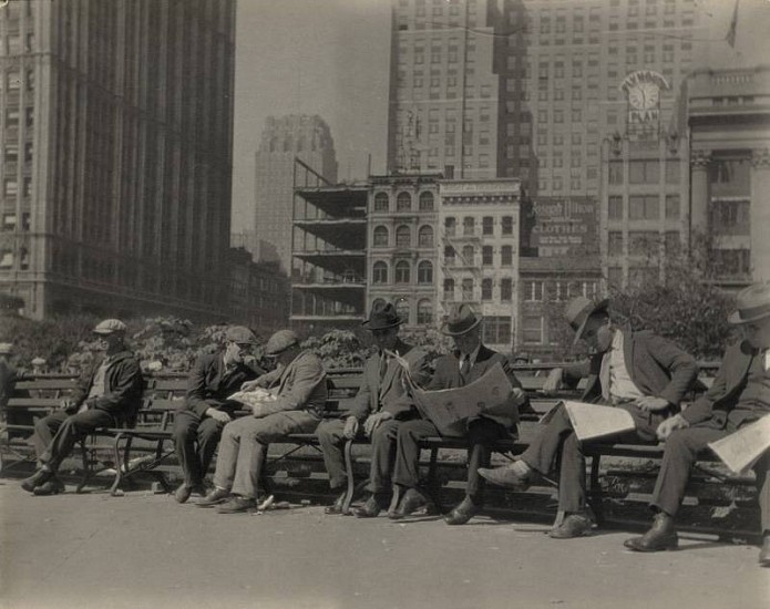 William D. Richardson, City Hall Park (facing Broadway and Park Row with the Woolworth Building at the left), late 1920s
Vintage gelatin silver print, 16 x 20 in. (40.6 x 50.8 cm)
2490
Sold