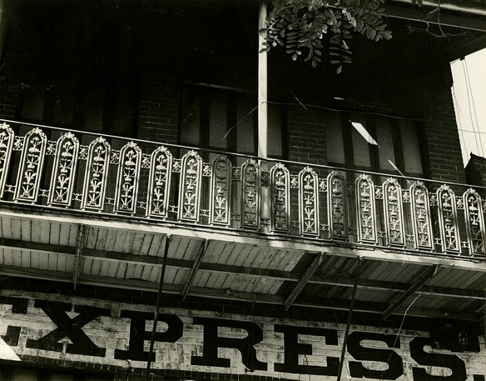 Alma Lavenson, Detail of Wells Fargo Building, Columbia, California, 1940
Vintage gelatin silver print, 7 7/8 x 9 7/8 in. (20 x 25.1 cm)
("Express")
5180