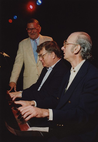 Paul J. Hoeffler, Ralph Sutton, Dick Wellstood, Dick Hyman at the Harbourfront, Toronto, 1987
Chromogenic print, 7 3/4 x 5 1/2 in. (19.7 x 14 cm)
An image of three jazz-piano titans. Ralph Sutton (1922-2001), was a stride pianist in the tradition of James P. Johnson and Fats Waller. Dick Wellstood (1927-1987) was one of the few stride pianists to emerge in the era of bebop. Dick Hyman (b. 1927) has investigated ragtime and early jazz - recording the music of Scott Joplin, Jelly Roll Morton, James P. Johnson, and Fats Waller. Signed by the photographer.
7382
$300