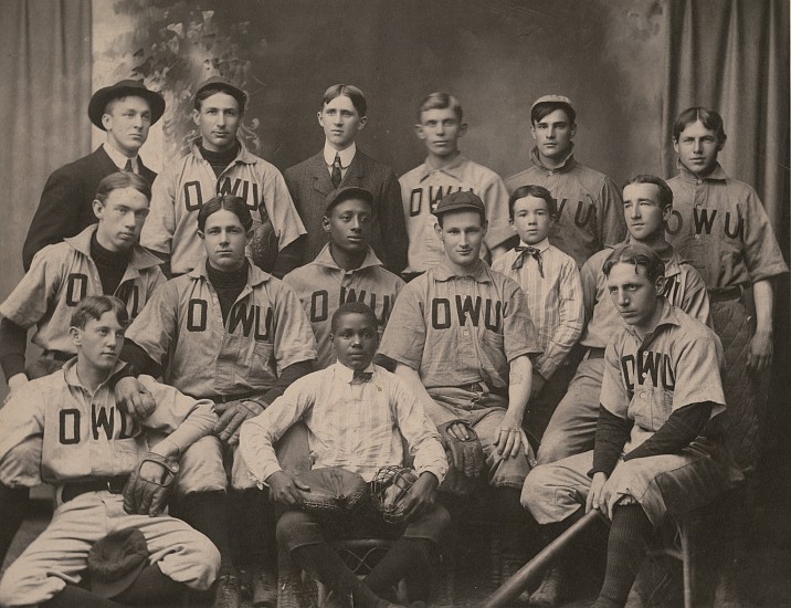 Unidentified photographer, Ohio Wesleyan Baseball Team [Branch Rickey and Charles Thomas], 1903
Vintage gelatin silver print, 6 9/16 x 8 1/2 in. (16.7 x 21.6 cm)
Mounted to 9 x 12 in.
Provenance: Branch Rickey; by descent to his grandson.
8505
