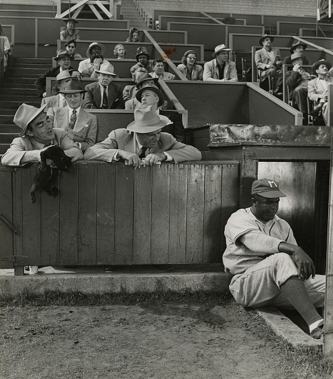 J. R. Eyerman, Men toss a black cat on the field, c. 1950
Vintage gelatin silver print, 8 3/4 x 10 1/2 in. (22.2 x 26.7 cm)
Descriptive title typed on verso, written in ink and typed archive labels, photographer's credit stamp, Time/Life credit and file stamps in ink and Time Inc, Picture Collection labels verso. 
Illustrated: Life, May 8, 1950, p. 130. People, April 28, 1997. [using this print]
5730