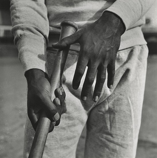 Harold Carter, Jackie Robinson's Hands, 1945
Gelatin silver print, 9 7/8 x 9 7/8 in. (25.1 x 25.1 cm)
"A" in pencil on print verso.
Illustrated: LIFE, November 26, 1945, p. 134.
8499